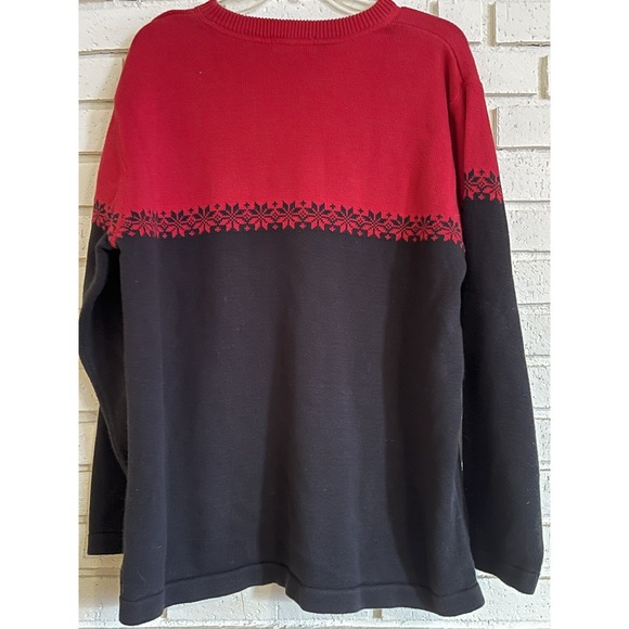 Eddie Bauer Mens Sweater Large Long Sleeve Crewneck Knit Pullover Red & Black - Picture 4 of 6